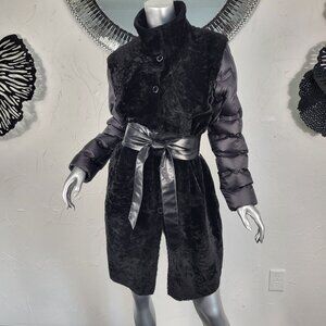 NWT~$2195~HYDE~L/XL~BLACK GENUINE SHEEPSKIN LAMBSKIN SHEARLING REAL LEATHER COAT